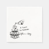 Hand getrokken Champagne Glas Toren Bruiloft Servet (Voorkant)