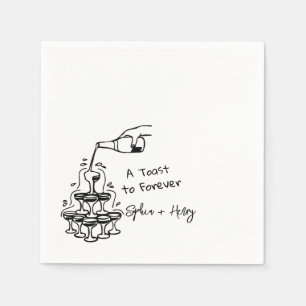 Hand getrokken Champagne Glas Toren Bruiloft Servet