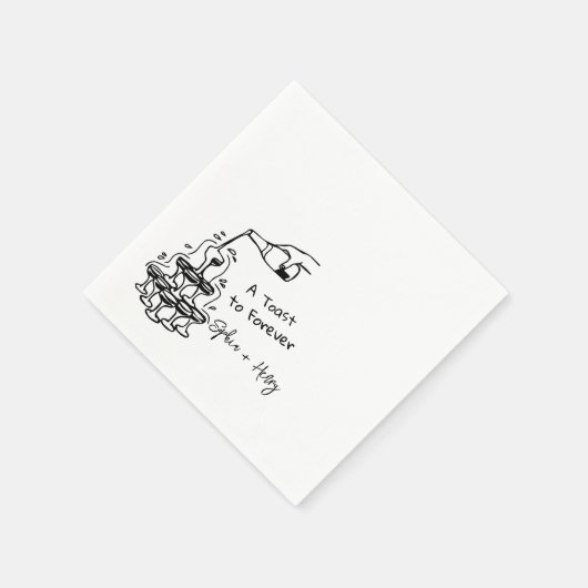 Hand getrokken Champagne Glas Toren Bruiloft Servet (Hoek)