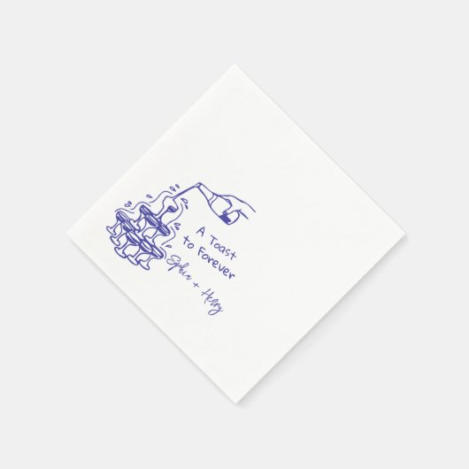 Hand getrokken Champagne Glas Toren Bruiloft Servet (Hoek)