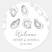 Hand getrokken Champagne & Oesters gebraden partij Ronde Sticker (Voorkant)