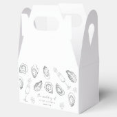 Hand getrokken champagne & oesters gebrande bruilo bedankdoosjes (Geopend)