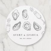 Hand getrokken Champagne & Oesters Gebrande Bruilo Bedankjes Labels (Achterkant)