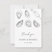 Hand getrokken champagne & oesters gebrande bruilo bedankkaart (Voorkant)