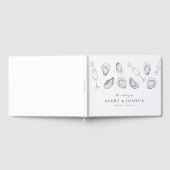 Hand getrokken champagne & oesters gebrande bruilo gastenboek (Volledig)