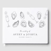 Hand getrokken champagne & oesters gebrande bruilo gastenboek (Voorkant)