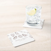 Hand getrokken Champagne & Oesters Gebrande Bruilo Kartonnen Onderzetters (Insitu)