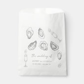 Hand getrokken Champagne & Oesters Roast bruiloft  Bedankzakje (Voorkant)