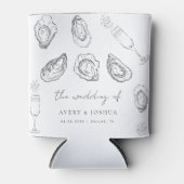 Hand getrokken Champagne & Oesters Roast bruiloft Blikjeskoeler (Voorkant)