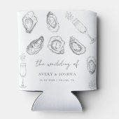 Hand getrokken Champagne & Oesters Roast bruiloft Blikjeskoeler (Achterkant)