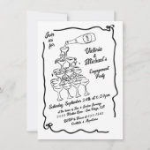 Hand getrokken Champagne Stack Verlovingsfeest Kaart (Voorkant)