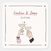 Hand getrokken champagne toast bruiloft Sticker (Voorkant)