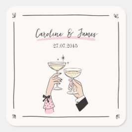 Hand getrokken champagne toast bruiloft Sticker