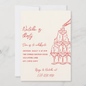 Hand getrokken champagne toren 30 leuke verjaardag kaart (Voorkant)