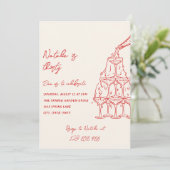 Hand getrokken champagne toren 30 leuke verjaardag kaart (Staand voorkant)