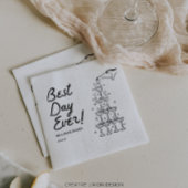 Hand getrokken champagne toren beste dag ooit brui servet