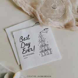 Hand getrokken champagne toren beste dag ooit brui servet