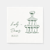 Hand getrokken champagne toren bruiloft servetten (Voorkant)