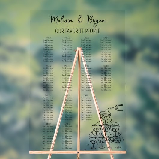 Hand getrokken Champagne Toren Bruiloft zitgrafiek Acryl Bord (Neutraal)