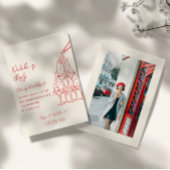 Hand getrokken champagne toren dertig foto verjaar kaart