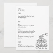 Hand getrokken champagne toren Menu kaart (Voorkant / Achterkant)