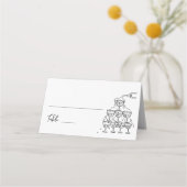 Hand getrokken Champagne toren Trouwplaats kaart Plaatskaartje (Voorkant)