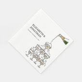 Hand getrokken Champagne Tower bruiloft Servet (Hoek)