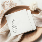 Hand getrokken Champagne Tower bruiloft servet