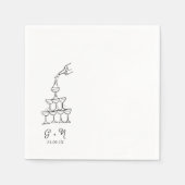 Hand getrokken Champagne Tower bruiloft servet (Voorkant)