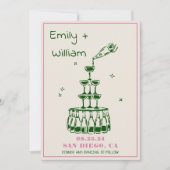 Hand getrokken Champagne Tower bruiloft uitnodigin Kaart (Voorkant)