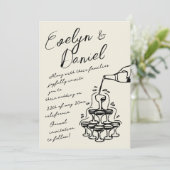 Hand getrokken Champagne Tower Franse stijl bruilo Kaart (Staand voorkant)