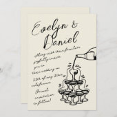 Hand getrokken Champagne Tower Franse stijl bruilo Kaart (Voorkant / Achterkant)