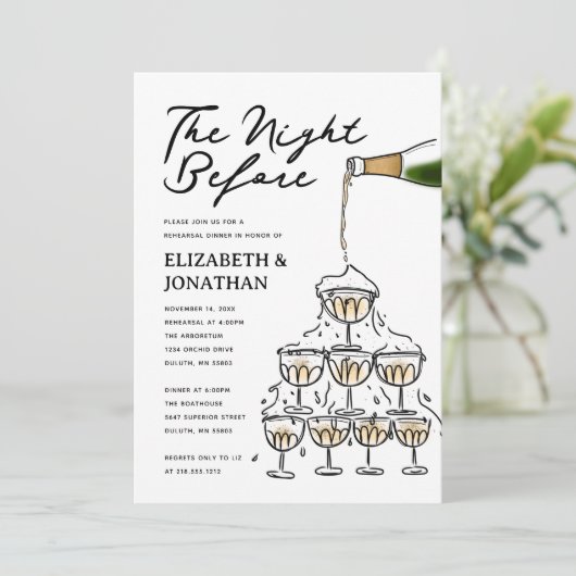 Hand getrokken Champagne Tower repetitie diner Kaart (Staand voorkant)