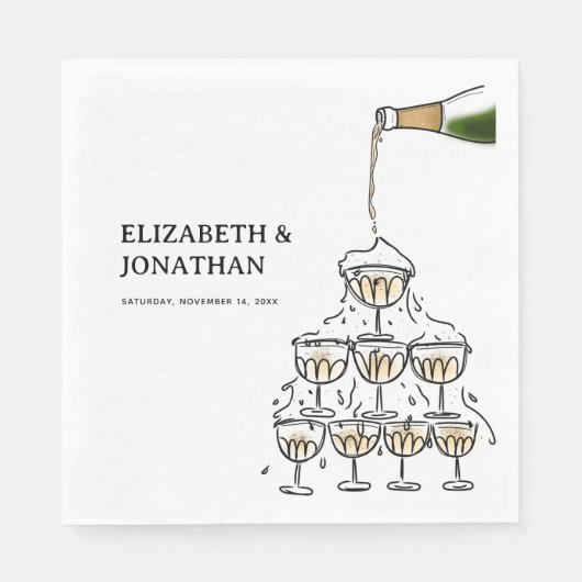 Hand getrokken Champagne Tower repetitie diner Servet (Voorkant)