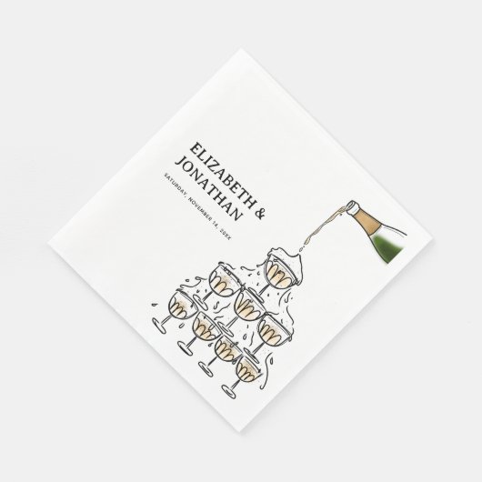 Hand getrokken Champagne Tower repetitie diner Servet (Hoek)
