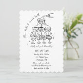 Hand-getrokken champagnetoren redden de datum brui kaart (Staand voorkant)