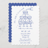 Hand-getrokken champagnetoren redden de datum brui kaart (Voorkant / Achterkant)