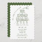 Hand-getrokken champagnetoren redden de datum brui kaart (Voorkant / Achterkant)