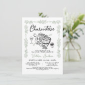 Hand getrokken Charcuterie Board Vrijgezellenfeest Kaart (Staand voorkant)