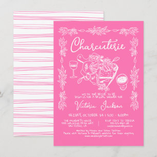 Hand getrokken Charcuterie Board Vrijgezellenfeest Kaart