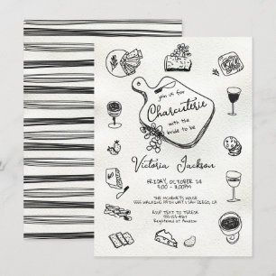 Hand getrokken Charcuterie Vrijgezellenfeest Kaart