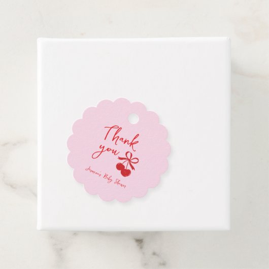 Hand getrokken Cherry Bow Dank u Baby shower Bedankjes Labels (In situ)