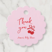 Hand getrokken Cherry Bow Dank u Baby shower Bedankjes Labels (Voorkant)