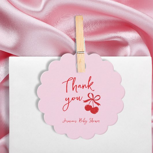 Hand getrokken Cherry Bow Dank u Baby shower Bedankjes Labels