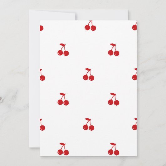 Hand getrokken Cherry op Top Whimsical Cherry Bedankkaart (Achterkant)