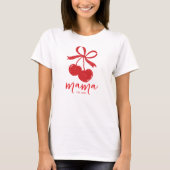 Hand getrokken Cherry Schattige Bow Red Mama T-shirt (Voorkant)