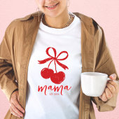 Hand getrokken Cherry Schattige Bow Red Mama T-shirt