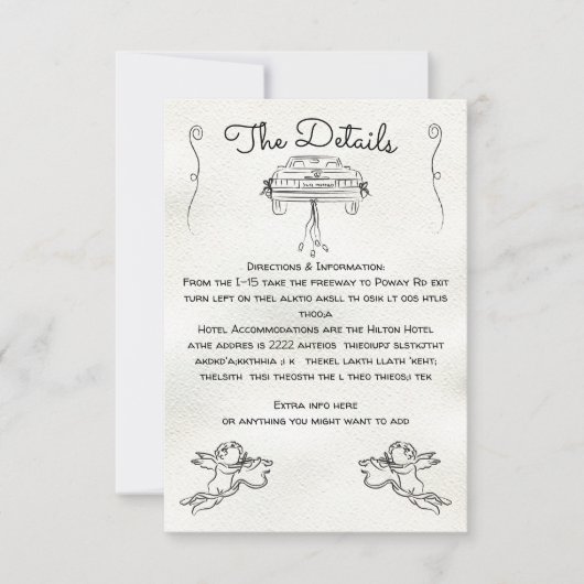 Hand getrokken Cherub Cupid Details Info kaart (Voorkant)