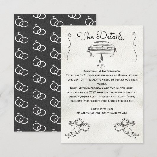 Hand getrokken Cherub Cupid Details Info kaart (Voorkant / Achterkant)