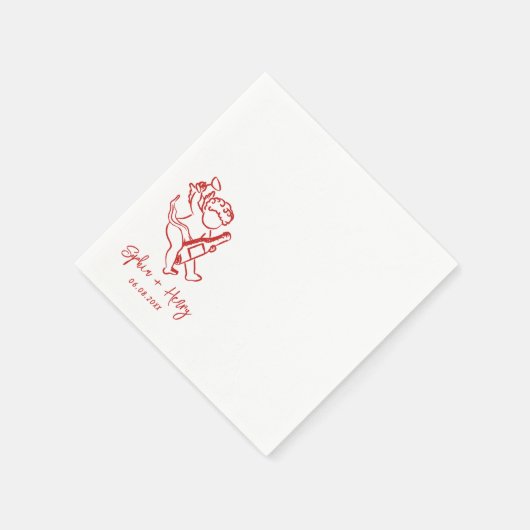 Hand getrokken Cherub Cupid Icon Wedding Servet (Hoek)